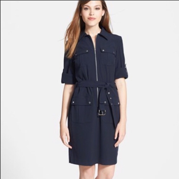 MICHAEL Michael Kors Dresses & Skirts - Michael Michael Kors Navy Blue Belt Shirt Dress